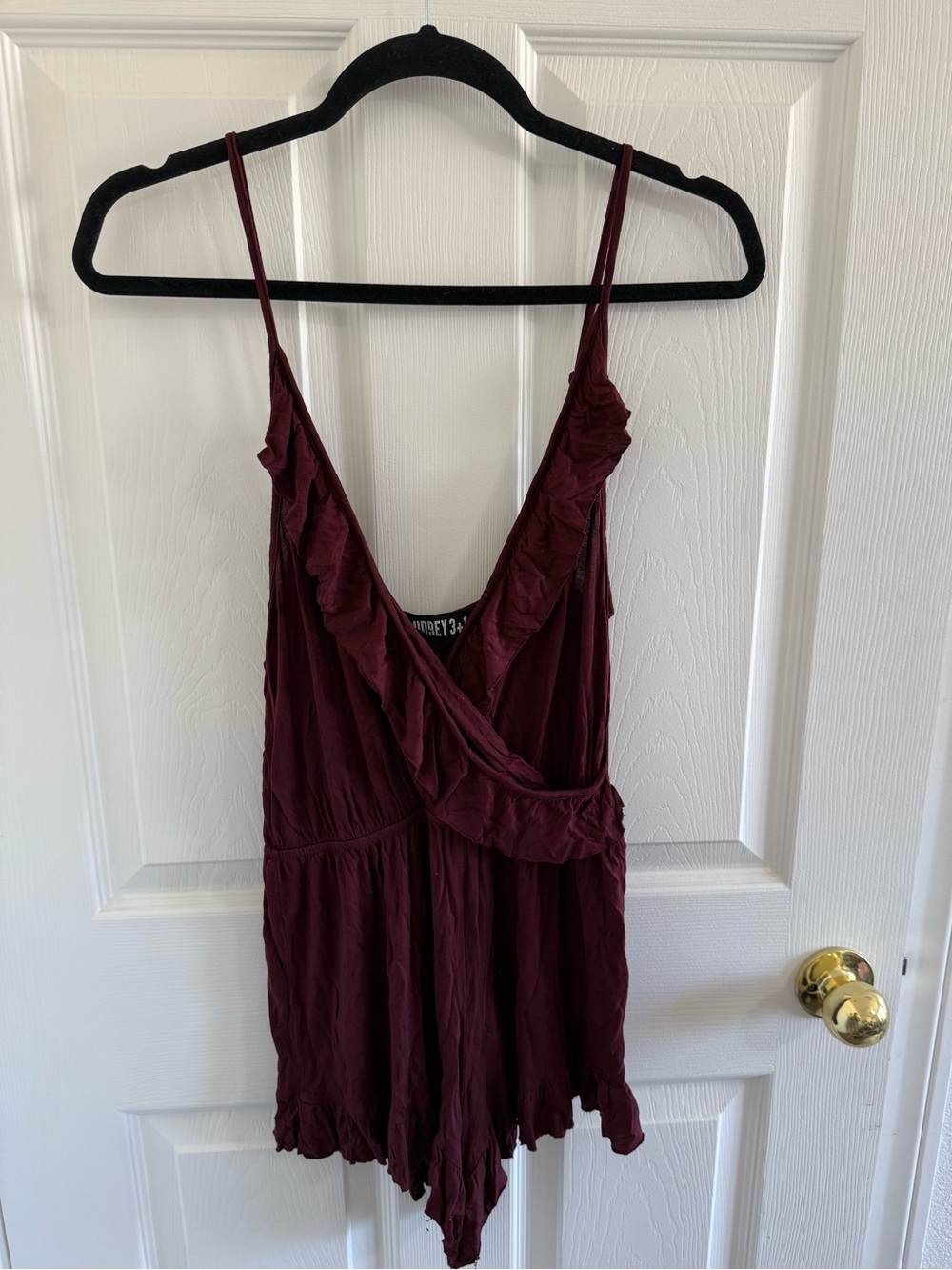 Audrey 3+1 Burgundy Ruffle Romper
